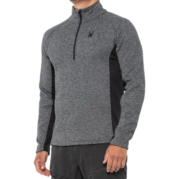 Spyder Large Outbound 1/4 Zip Fleece Black Gray Pullover Jacket - Picture 1 of 8